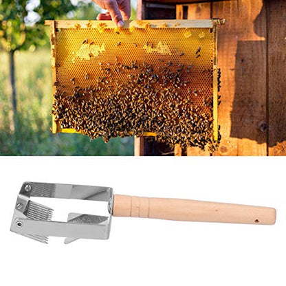 Uncapping Fork Honey Scraper with Thicken Wooden Handle, Stainless Steel Tip Honey Shovel Uncapping Scraper Beekeeping Tool for Efficient Apiculture Equipment,