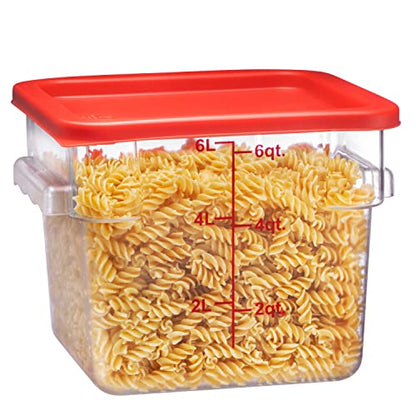 Tiger Chef 6 Quart Commercial Grade Clear Food Storage Square Polycarbonate Containers With Red Lids - style: 192 Fl Oz (Pack of 1)