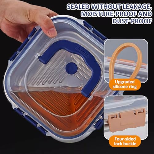 2PCS Kimchi Containers, 1.8L Stainless Steel Airtight Containers with Lids & Handle & Buckle Oven Safe for Roasting, Brining, Meal Prep, Storing