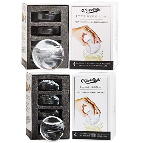 Masontops Pickle Pebble Glass Fermenting Weights - Pickling Fermentation Weight Set – Wide/Small Mouth Combo - size: Wide/Small Mouth Combo