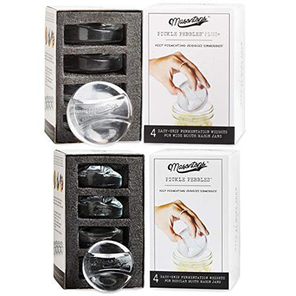 Masontops Pickle Pebble Glass Fermenting Weights - Pickling Fermentation Weight Set – Wide/Small Mouth Combo - size: Wide/Small Mouth Combo