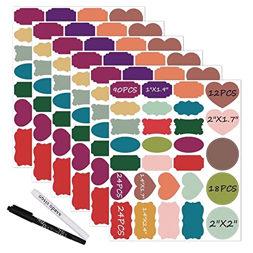 Colored Chalkboard Labels: 168 Premium Stickers + 2 Chalk Markers-Waterproof Removable Reusable Chalkboard Stickers,Perfect for Decorating Your Mason Jars Pantries Crafts and Offices - color: Colored Labels(168 Pack)