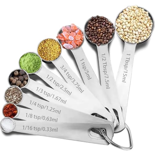 9PCS Measuring Spoons Set Stainless 1 tbsp, 1/2 tbsp, and 1-1/16tsp Steel Measuring Spoons for Cooking Baking Spice Jars and Liquid Ingredients - size: 9 Pcs