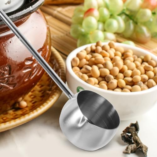 IMIKEYA Ladle with Pour Spout: Stainless Steel Long Handle Soup Ladle 280ml Oil Spoon for Kitchen Gadget Cooking Serving, Silver - color: Silver
