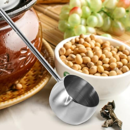 IMIKEYA Ladle with Pour Spout: Stainless Steel Long Handle Soup Ladle 280ml Oil Spoon for Kitchen Gadget Cooking Serving, Silver - color: Silver