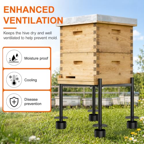 Adjustable Metal Bee Hive Stand,Ant-Proof & Insect-Proof Design Beehive Stand, Adjustable Width (12” - 20”) Fits 8-10 Frame Hive Holder for Beekeeping