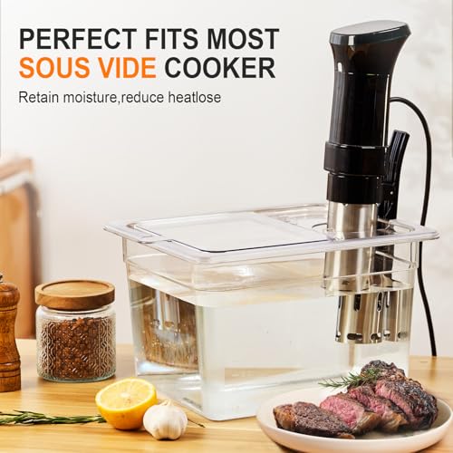 HOMENOTE Sous Vide Container 12 Quart with Universal Collapsible Hinged Lid,Sous Vide Accessories Kit BPA Free,Compatible with Anova and Most Sous Vide Cookers - color: Container - without accessories