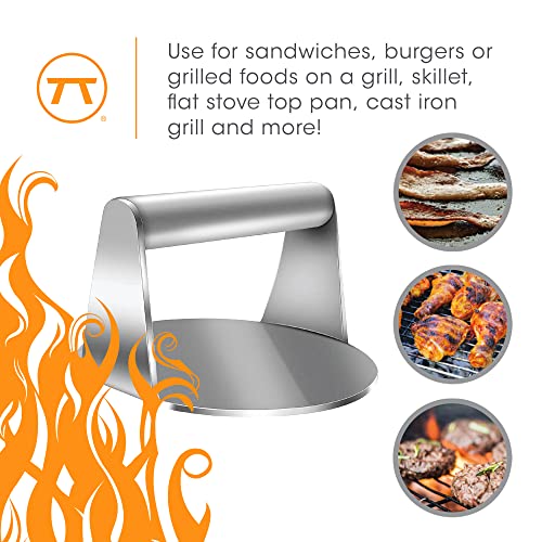 Outset Burger Smasher, Stainless Steel, 6" Grill Burger Press - size: 6" Burger Smasher