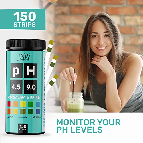 pH Test Strips for Urine and Saliva - 150 Litmus Paper pH Test Strips with Ebook, Quick & Easy pH Level Testing from 4.5-9.0, Ultimate Acidity Test Kit from JNW Direct