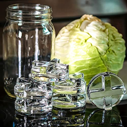 Trademark Innovations Glass Fermentation Pickling Jar Weights, Cross Grip Style (Set of 6) - style: Cross Grip