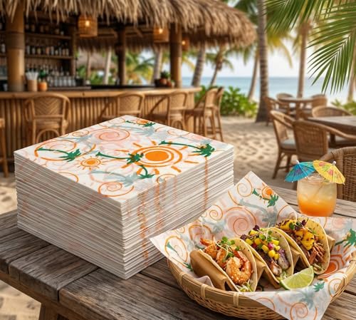 MADE IN USA 1,000 Sheets of Grease-Resistant Food Grade Waxed Kraft Deli Tissue Paper, 12" X 12" (Tropical Print) - color: Tropical Print