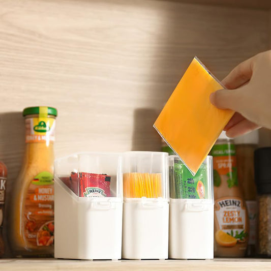 1PC Airtight Cheese Slice Storage Box, Stackable, Clear Lids, Fridge Organizer White - color: White, size: 1