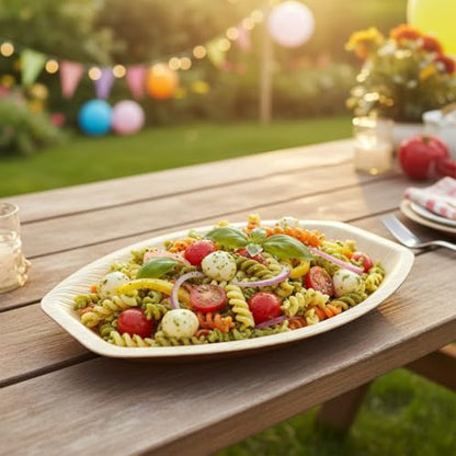 Charity Leaf Disposable Palm Leaf 13" x 9" Trays (10 pieces) Bamboo Like Serving Platters, Disposable Boards, Eco-Friendly Dinnerware For Weddings, Catering, Events - color: 10, size: 13x9" Oval