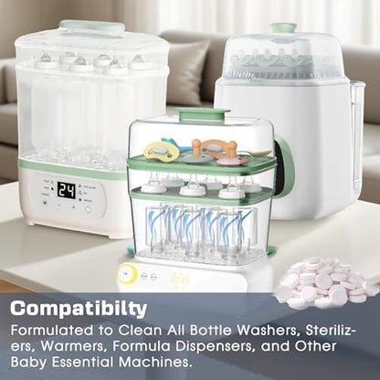 xcivi 40 Count Descaling Tablets for Momcozy, Baby Brezza Bottle Washer | Compatible with Momcozy/Baby/Brezza/GROWNSY Bottle Washer, Descaling Tablets for Milk & Limescale Removal, Natural Non-toxic
