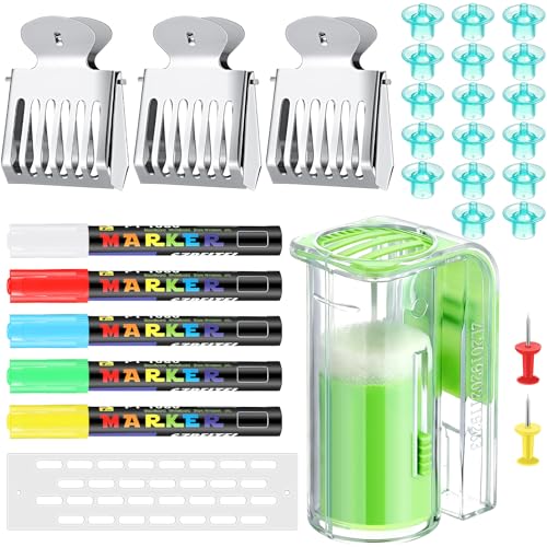 Yalikop 62 Pieces Queen Bee Marker Kit 1 Marking Bottle 5 Marking Pen 1 Beehive Entrance Door 50 Bee Keeping Platforms 3 Marker Clips 2 Push Pins Trap Beekeeper Supplies Tools(Green) - color: Green