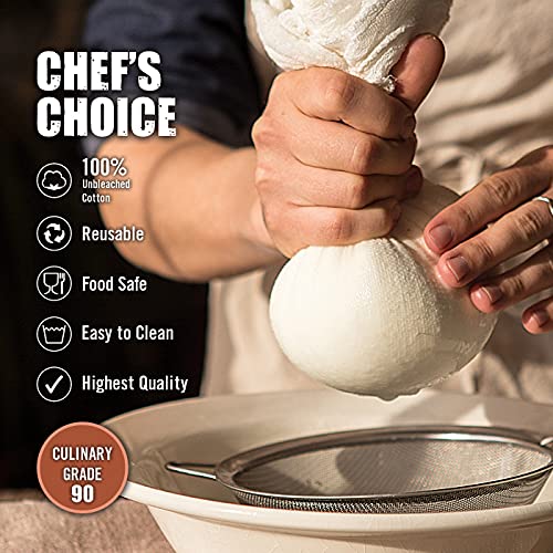 Fashion Track Cheese Cloths, Grade 90 Hemmed Cheese Cloth Fabric Reusable Strainer 10 Yard, 100% Cotton White Cheesecloth for Straining, Kitchen and Cold Brew Coffee (62x394 Inch) - color: White, size: 10 Yard