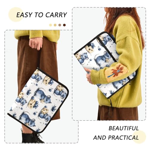 13 Pockets Expanding File Folder Cartoon Mouse Cheese Berry Accordion File Organizer A4 Letter Size Paper Document Storage Zipper Expandable Folders with Labels