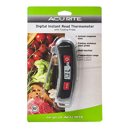 AcuRite, Multicolor Digital Instant Read Thermometer with Folding Probe, 5" L, 3.3"