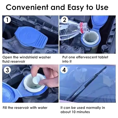 200 PCS-Car Windshield Washer Tablets, Glass Cleaner, Concentrated Effervescent Tablets, Solid Windshield Effervescent Wiper Tablet for Car Window Glass Cleaning (M)