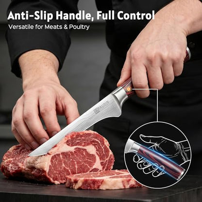 PAUDIN Boning Knife 6 Inch, Super Sharp Fillet Knife, German High Carbon Stainless Steel Deboning Knives, Professional Boning Knives for Meat Poultry Chicken, Pakkawood Handle with Gift Box - style: 6'' Boning Knife