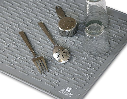 Silicone Dish Drying Mat - 21 x 18 - Extra Large Counter Top Dish Draining Sink Mat, Large Silicone Trivet (EXTRA LARGE, GREY) - color: Gray, size: EXTRA LARGE