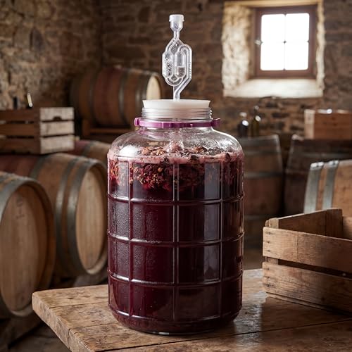 Ziliny 2 Pieces 5 Gallon Glass Carboy Wide Mouth, with Drilled Silicone Stoppers and Airlock, Fermenting Carboy for Beer Wine Brewing Equipment, Home Fermentation Container - size: 5 Gallon