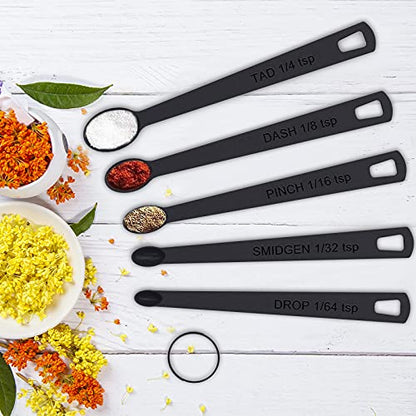 21 Pcs Stainless Steel Measuring Cups and Spoons Set, Wildone Stackable Metal Measuring Cups and Spoons for Cooking & Baking, Includes 7 Cups, 9 Spoons and 5 Mini Spoons（Black） - color: Black