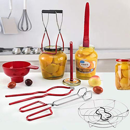 Zoofen Canning Kit 6 Pcs Home Canning Supplies Equipment Includes Funnel for Wide Mouth, Jar Lifter, Jar Wrench, Lid Lifter, Jar Tongs and Bubble Popper