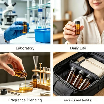 10 pcs 5ml Brown Glass Small Bottles, Screw Cap Lab Vials, Liquid Sample Collection Containers for Lab and Travel - style: 5ML 10- Pack