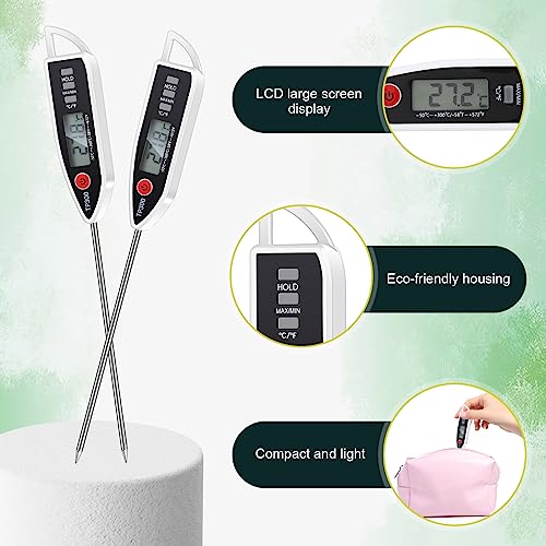 Copkim 6 Set Waterproof Food Thermometer for Water, Liquid, Candle and Cooking Digital Meat Thermometer with Long Probe Instant Read for Kitchen BBQ Grill Candy (White) - color: White
