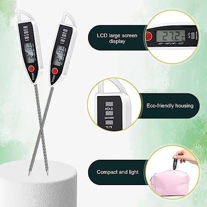 Copkim 6 Set Waterproof Food Thermometer for Water, Liquid, Candle and Cooking Digital Meat Thermometer with Long Probe Instant Read for Kitchen BBQ Grill Candy (White) - color: White