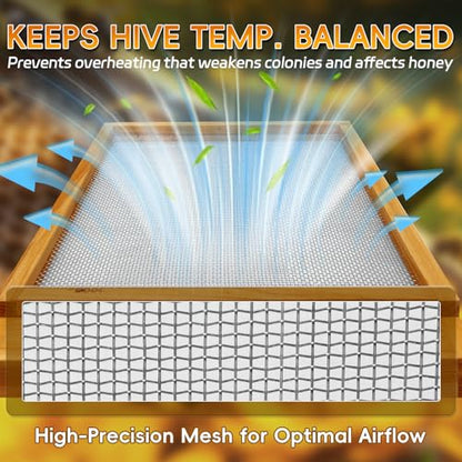 2 Pack Bee Hive Screened Bottom Board Beeswax Coated, Screened Bottom Board 10 Frame for Langstroth Beehive Summer Airflow - size: 2 Pack