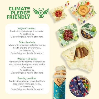 Bee's Wrap - Limited Edition - Beeswax Wraps for Food - 3 Pack of Assorted Beeswax Wraps - Small, Medium & Large Wrap - Plastic Free Made in USA Reusable Natural Food Wrap - Fresh Squeeze Print - style: 3 Pack (Fresh Squeeze)