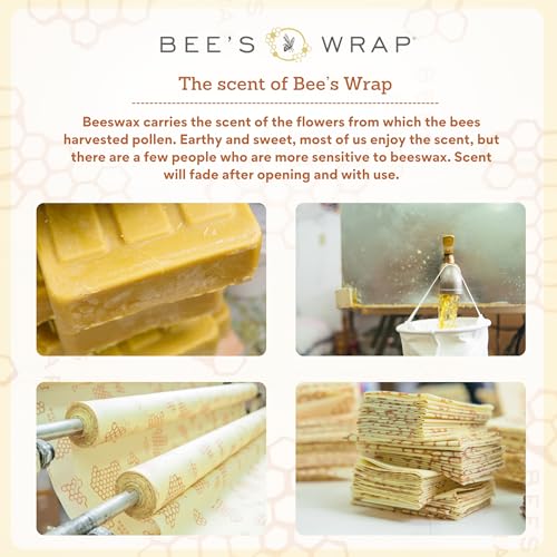 Bee's Wrap Beeswax Wraps for Food - 3 Pack of Assorted Beeswax Wraps - Small, Medium & Large Wrap - Plastic Free Made in USA Reusable Natural Food Wrap - Meadow Magic Print - style: 3 Pack (Meadow Magic)
