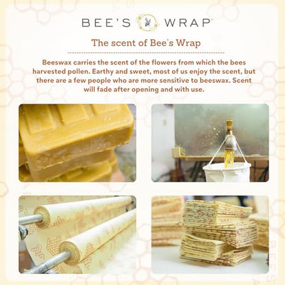 Bee's Wrap Beeswax Wraps for Food - 3 Pack of Assorted Beeswax Wraps - Small, Medium & Large Wrap - Plastic Free Made in USA Reusable Natural Food Wrap - Meadow Magic Print - style: 3 Pack (Meadow Magic)