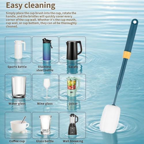 Dishwashing Foam Sponges Brush Telescopic Long Handle Scrubbing Brushes Clean Dishes, Sinks,Cookware,Coffee Glasses Pot Milk Cup Mugs Wine Bottle (4pcs) - size: 4pcs