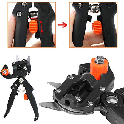 Garden Grafting Tool Kits, ZALALOVA 2 in 1 Pruning Tools Including Grafting Knife Replacement Blades Grafting Tapes Rubber Bands and Labels for Plant Branch Vine Fruit Tree Cutting - style: Garden Grafting Tool