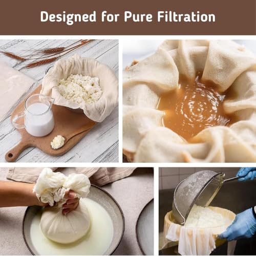 Cheesecloth, 6 Pack Reusable Unbleached Cotton, 20x20 Inch, Fine Mesh for Straining, Cheese and Paneer Making