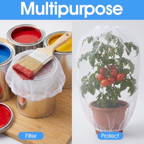 30 Pieces Paint Strainer Bags 5 Gallon, White Regular Fine Mesh Paint Filters Strainer 5 Gal with Elastic Top Opening Nylon Filter Bag for Painting, Gardening, Plant Protection