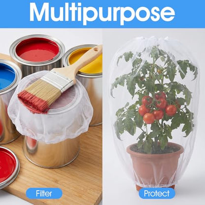 30 Pieces Paint Strainer Bags 5 Gallon, White Regular Fine Mesh Paint Filters Strainer 5 Gal with Elastic Top Opening Nylon Filter Bag for Painting, Gardening, Plant Protection