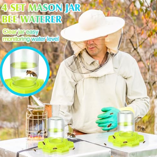 8 Pack Bee Feeder for Mason Jar Bee Watering Station Garden Silicone Sugar Water Feeder Beekeeping Drinking Equipment Tools with Mason Jars for Drinking Water(Yellow,Flower) - color: Yellow, style: Flower