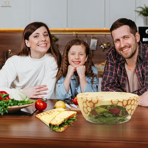 7 PCS Beeswax Wraps for Food – Reusable Bees Wax Wraps | Organic Beeswax Food Wrap for Sandwiches, Cheese, Vegetables & Bowls