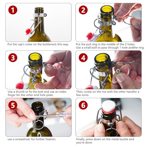 [6 +6] half cover 18mm Swing Top Glass Bottle Caps Flip Top Beer Bottle Cap Beer Bottle Airtight Lids Leakproof Easy Cap Swing Top Beer Bottle Cap 6 Swing Cap with Replacement Silicone Gaskets