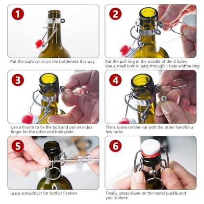 [6 +6] half cover 18mm Swing Top Glass Bottle Caps Flip Top Beer Bottle Cap Beer Bottle Airtight Lids Leakproof Easy Cap Swing Top Beer Bottle Cap 6 Swing Cap with Replacement Silicone Gaskets