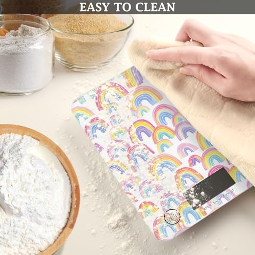 Food Scale Kitchen Scale for Baking Cooking Digital Food Weighing Measuring Scale Small Waterproof Electric Food Scale Gradient Cute Rainbows - color: Gradient Cute Rainbows