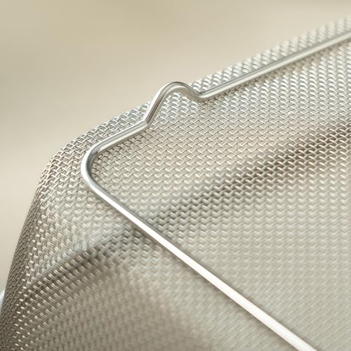 18/8 Stainless Steel Fine Mesh Strainer Basket with Feet, Rectangular Colander for Vegetables, Fruits, Pasta, Noodles – Rustproof, Durable & Easy to Clean (7.48 inch) - color: Sleek Square, size: 7.48 inch