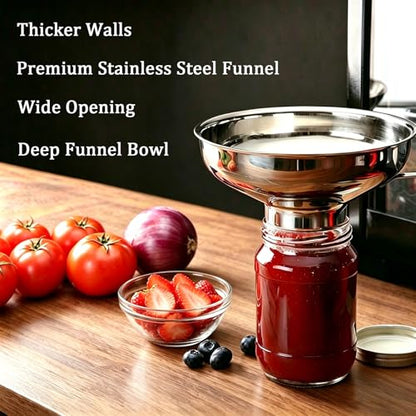 5 Pack Stainless Steel Canning Funnel for Filling Mason Jar with Mesh Strainer, Wide & Narrow Mouth Funnels for Kitchen Use, Filling Bottles & Dry Ingredients, Kitchen Gadgets Canning Supplies Kit
