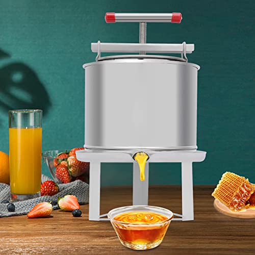 LYNICESHOP 12.6L Manual Honey Press Extractor, Large DIY Fruit Honey Presser Stainless-Steel Beeswax Extractor Beekeeping Machine Juice Press Beekeeping Machine for Wine and Juice Making