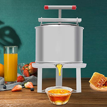 LYNICESHOP 12.6L Manual Honey Press Extractor, Large DIY Fruit Honey Presser Stainless-Steel Beeswax Extractor Beekeeping Machine Juice Press Beekeeping Machine for Wine and Juice Making