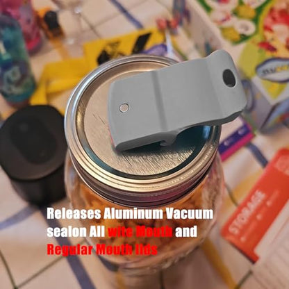 Mason Jar Opener and Canning Tool, Compatible with Mason Jar Lids, Releases Vacuum Seal on Wide Mouth and Regular Mouth, Magnetic Lid Lifter for Canning, Pickling (silver) - color: Silver